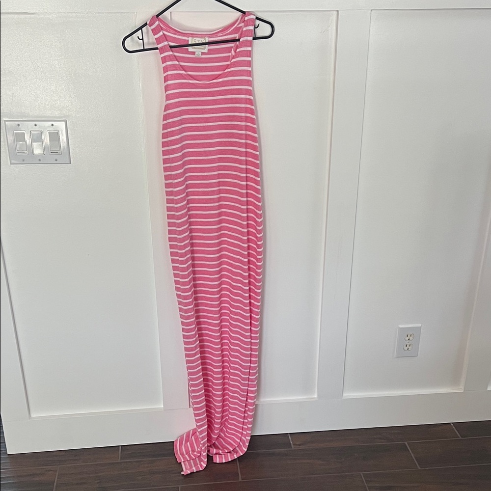 Sail to Sable Pink and White Striped Dress